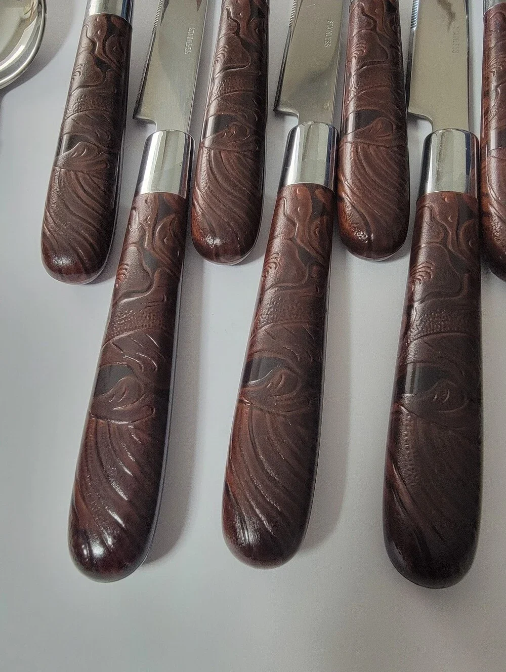 New Western Cowboy Tooled Leather Style 16pc Flatware Set